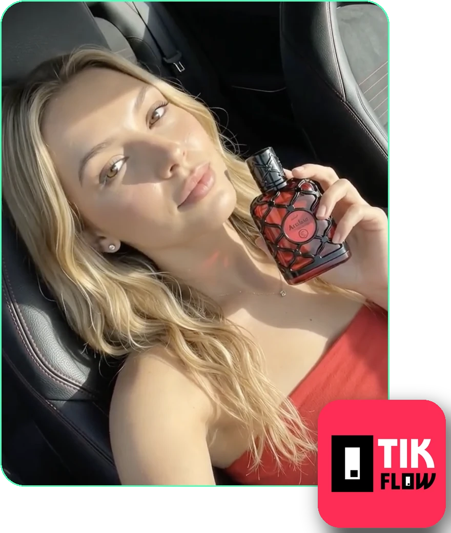 Influencer criada por IA segurando um produto do TikTok Shop